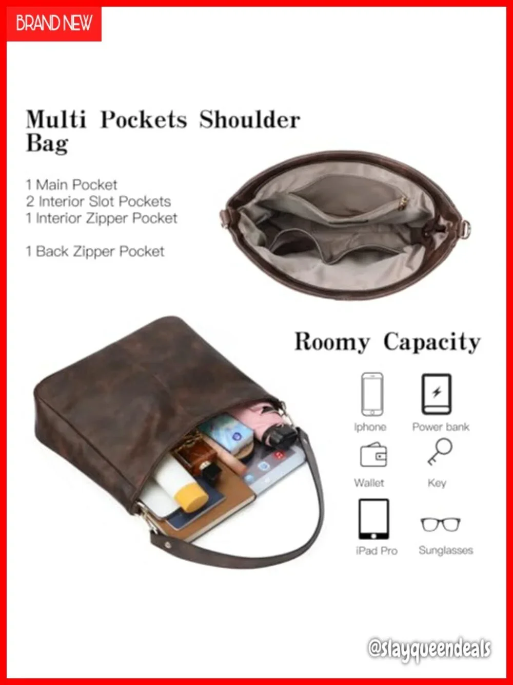Soft Vegan Leather Hobo Shoulder Crossbody Bag